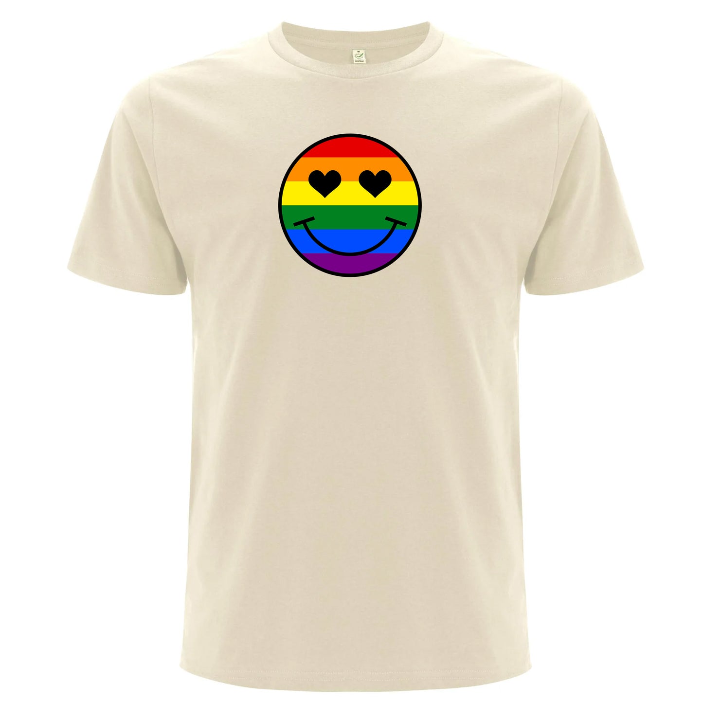 Pride T-shirt med smiley i regnbågsfärger (Unisex)-Lovely Text