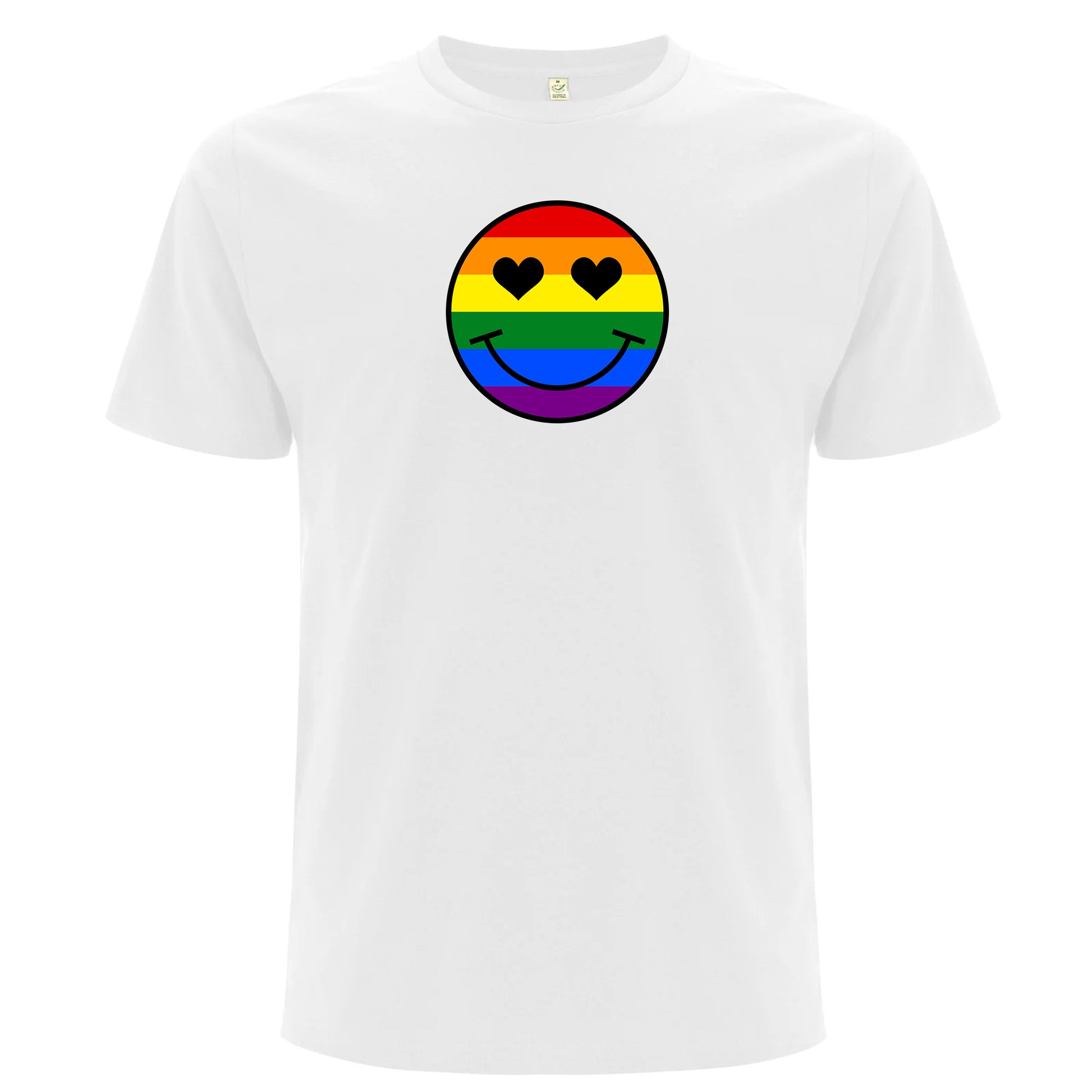 Pride T-shirt med smiley i regnbågsfärger (Unisex)-Lovely Text