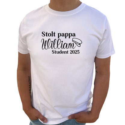 Stolt Pappa Student med Namn T-shirt
