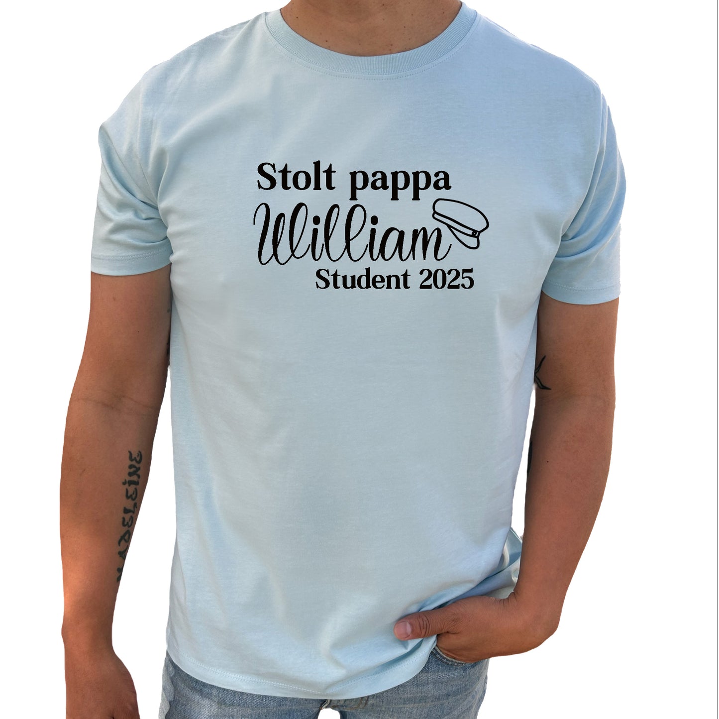 Stolt Pappa Student med Namn T-shirt