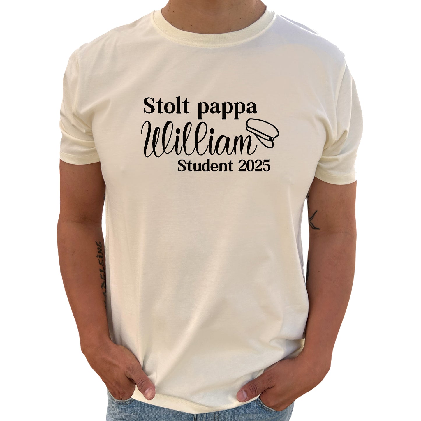 Stolt Pappa Student med Namn T-shirt