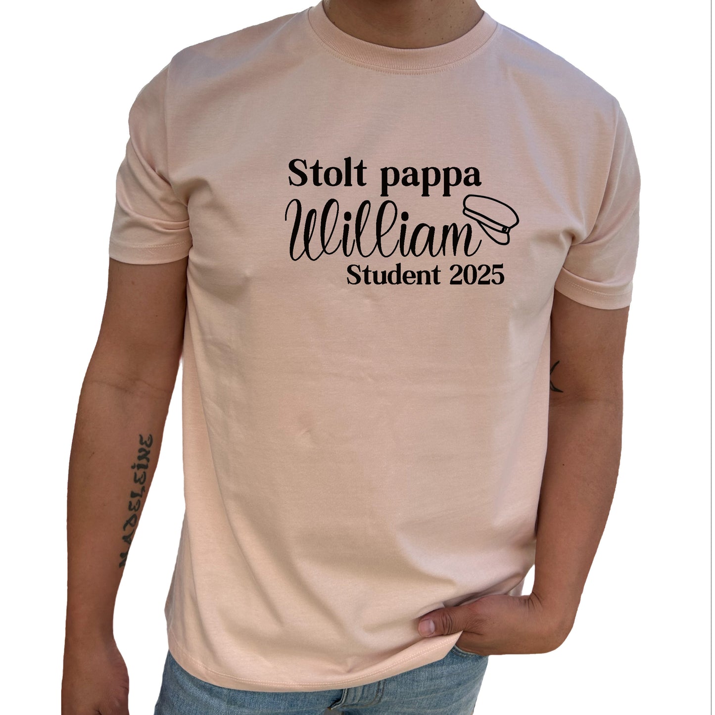 Stolt Pappa Student med Namn T-shirt