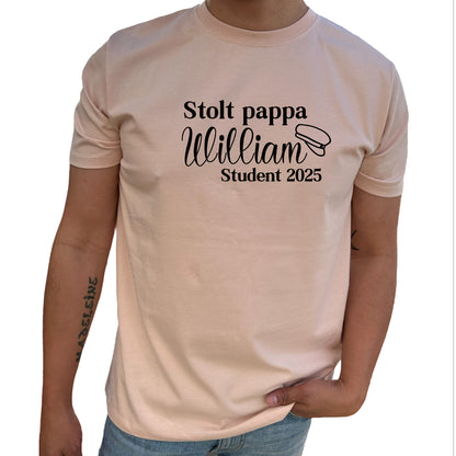 Stolt Pappa Student med Namn T-shirt