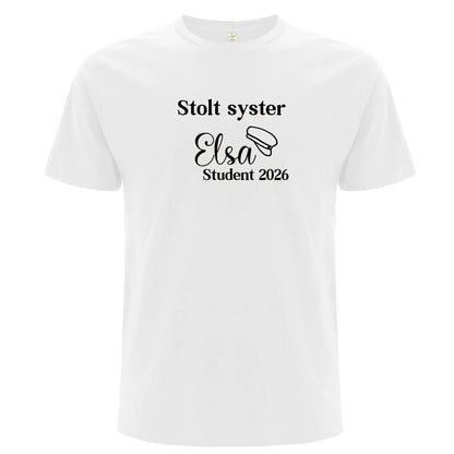 Stolt [titel] – Student med namn – Unisex T-shirt