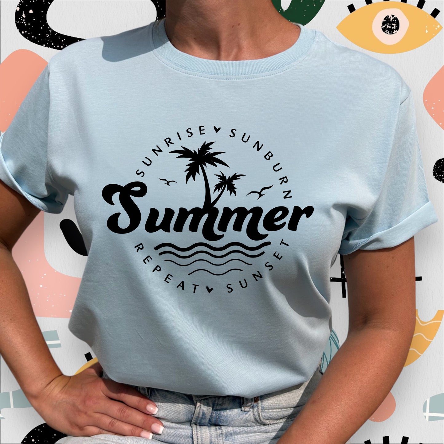 Summer Sunrise Sunburn Repeat Sunset T-shirt