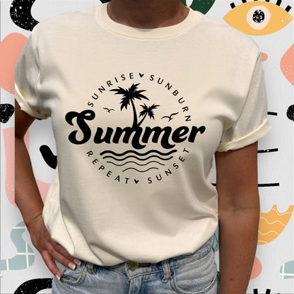 Summer Sunrise Sunburn Repeat Sunset T-shirt