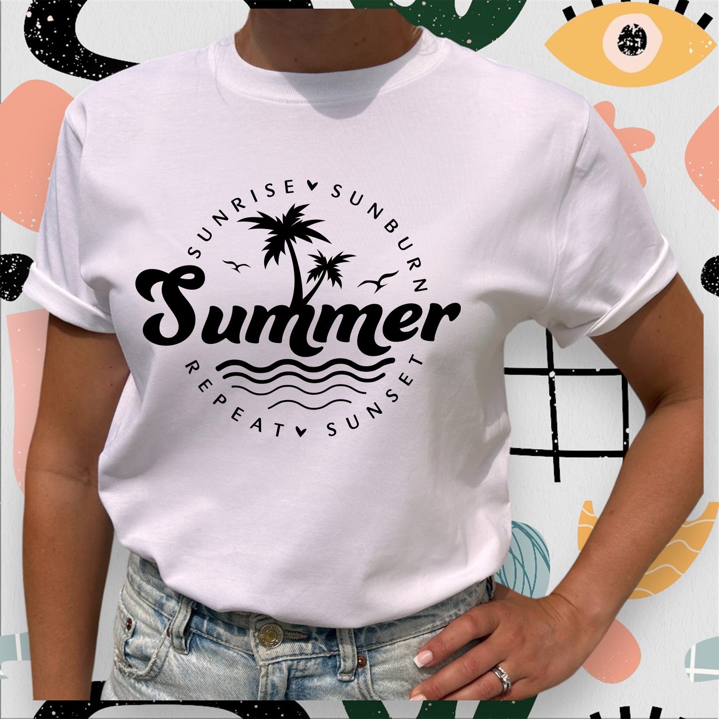 Summer Sunrise Sunburn Repeat Sunset T-shirt