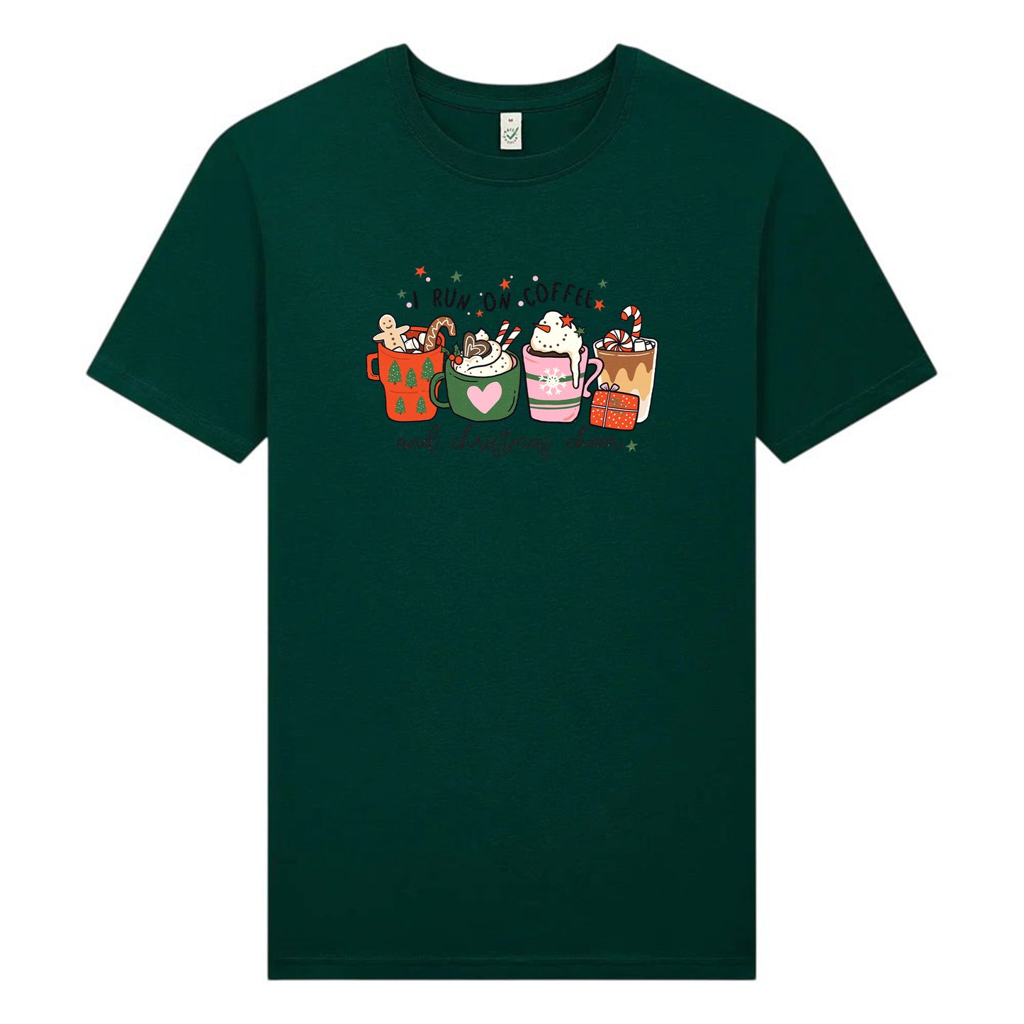 I Run On Coffee & Christmas Cheer – Jul T-shirt för Kaffeälskare