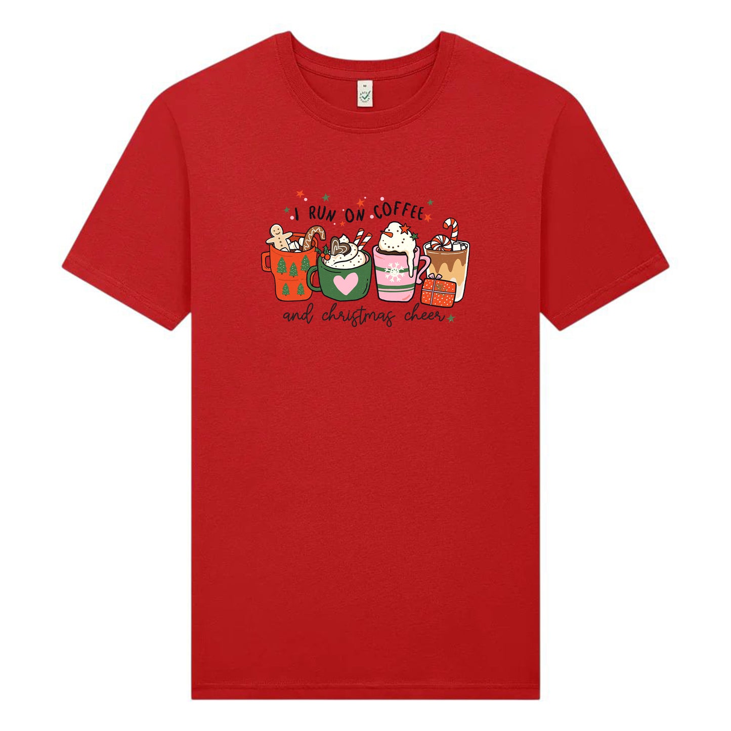 I Run On Coffee & Christmas Cheer – Jul T-shirt för Kaffeälskare