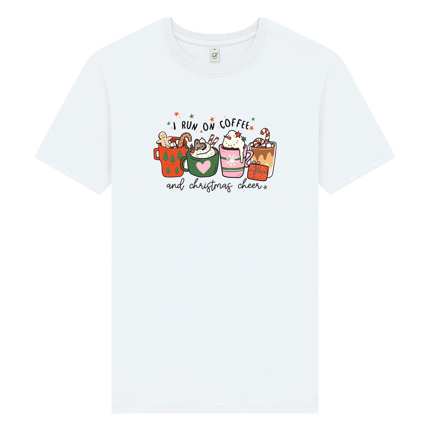I Run On Coffee & Christmas Cheer – Jul T-shirt för Kaffeälskare